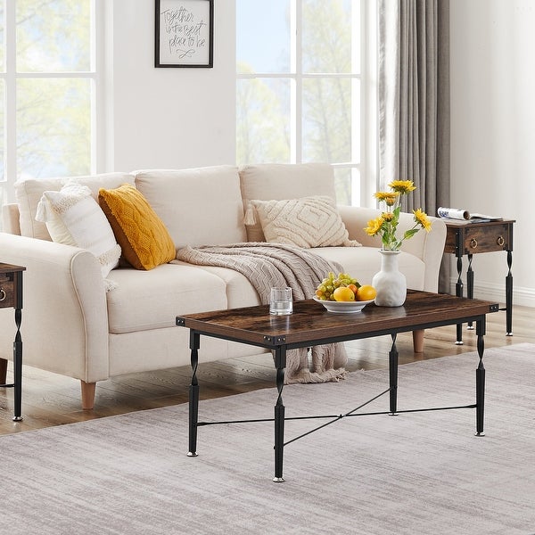Taomika Nightstand with Drawer Modern End/Side Table, Rustic Brown, Set of 1/2/3