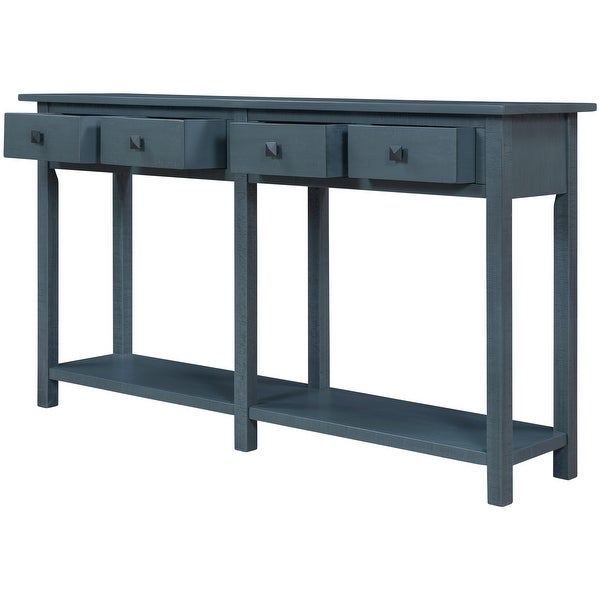 Brushed Texture Entryway Console Table with Drawer and Shelf, Espresso