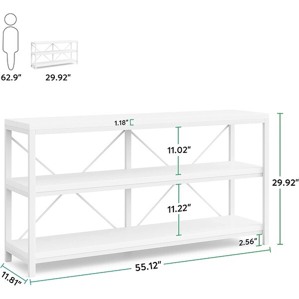 Sofa Table, 3 Tiers Console Table, Narrow Long Sofa Table