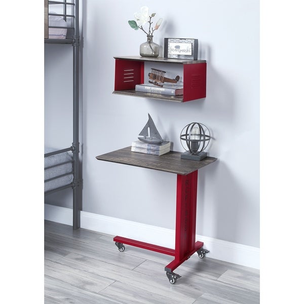 Side Table,Cargo Accent Table Wall Shelf,Red