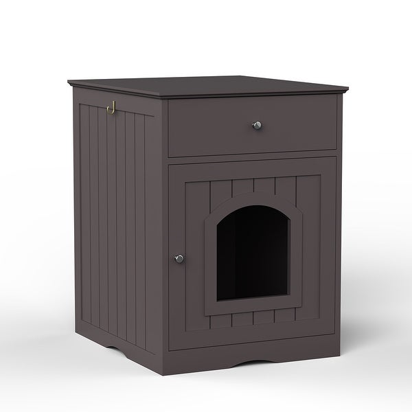 Wooden Pet House Side Table with Drawer,Espresso