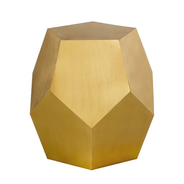 Pasargad Home Mona Diamond Shape Iron Side Table, Brass Finish - 12