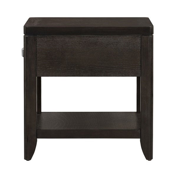 Joni 25 Inch Side End Table, 1 Drawer and Shelf, Espresso Brown Acacia Wood