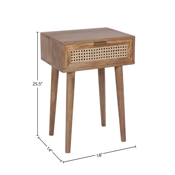 Sedona Mid-Century Modern 1-Drawer Acacia Side Table, Light Brown