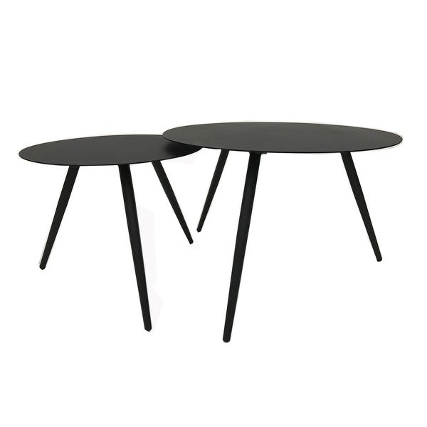 Ryker Metal Outdoor Nesting Side Tables, Black