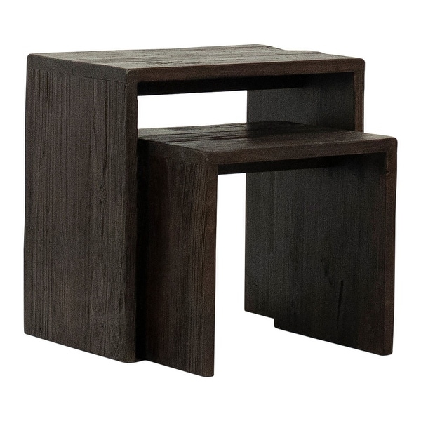 Evie Set of 2 Nesting Side Tables, Medium Brown