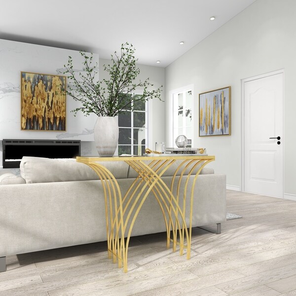 Gold Iron Modern Console Table 31 x 41 x 12 - 41 x 12 x 31