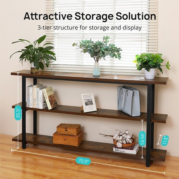 3-Tier Industrial Style Console Table,For Foyer,Living Room,Hallway