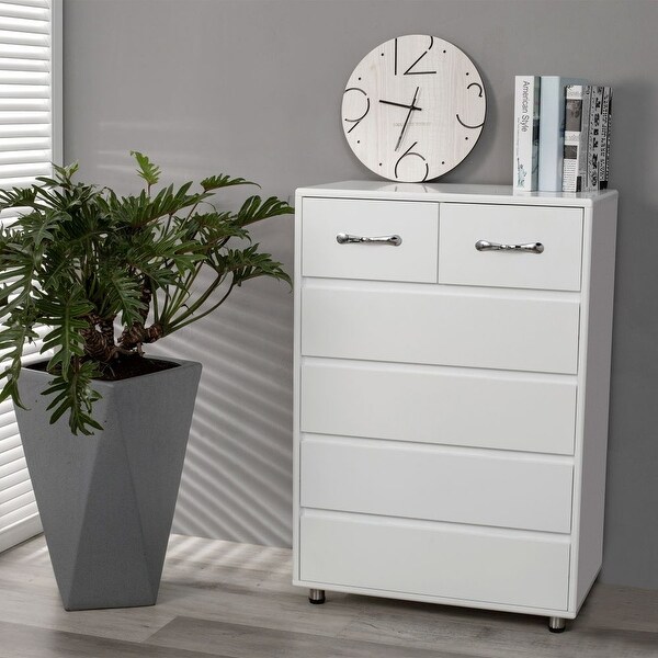 Six Drawer Storage Cabinet Side Table,White