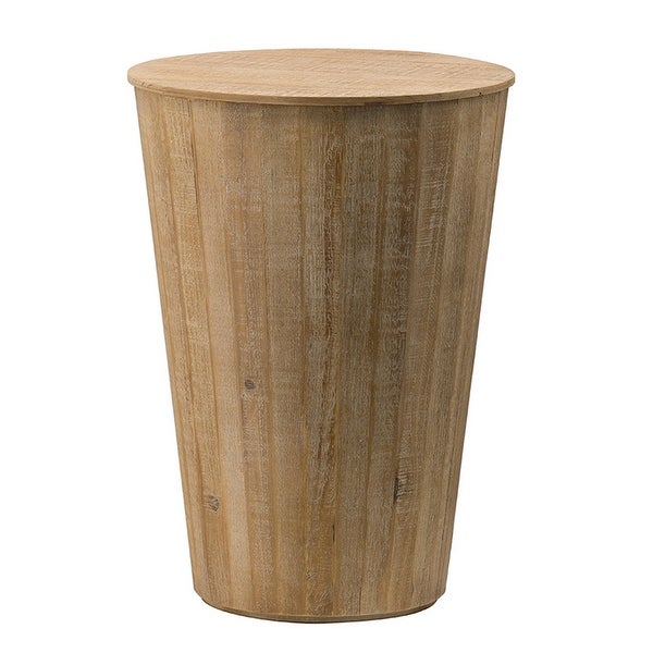 23, 18 Inch Storage Side Table, Fir Wood, Set of 2, Natural Brown Finish