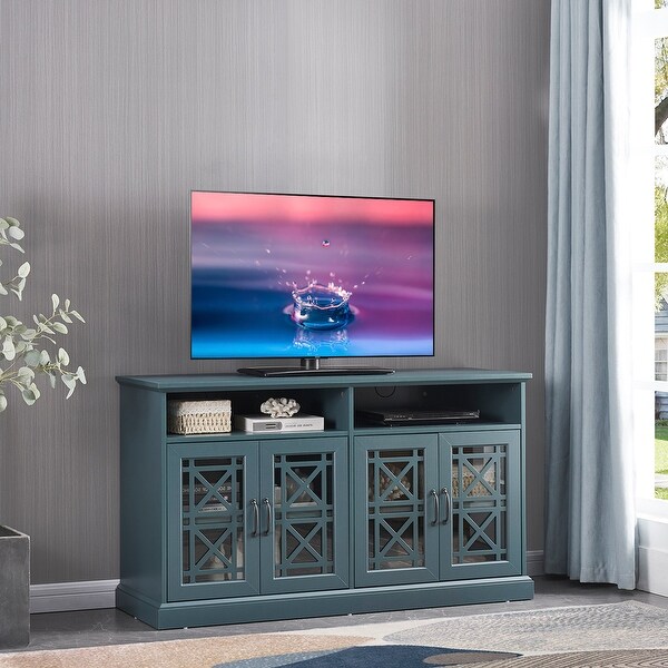 Wooden TV Console, Storage Buffet Cabinet, Sideboard with Glass Door and Adjustable Shelves for Living Room
