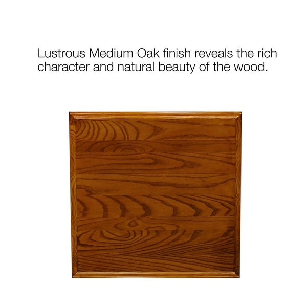Leick Home 9041-MED One Drawer Square Side Table with Shelf, Medium Oak