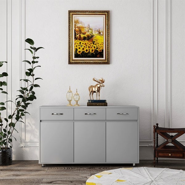 Three Doors Side Table-Grey,3 Times Painting Process,Simple design