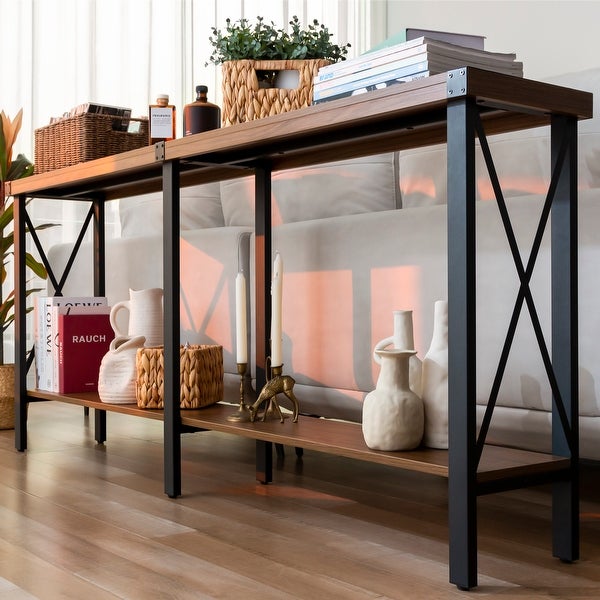 Console Table, Long Sofa Table with Shelf for Living Room and Entryway