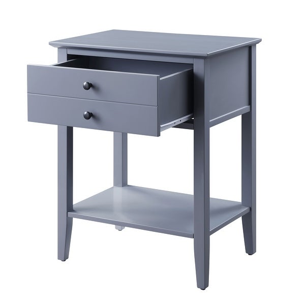Rectangular Wooden Side Table with 1 Drawer and 1 Bottom Shelf, Gray - 28 H x 16 W x 22 L Inches
