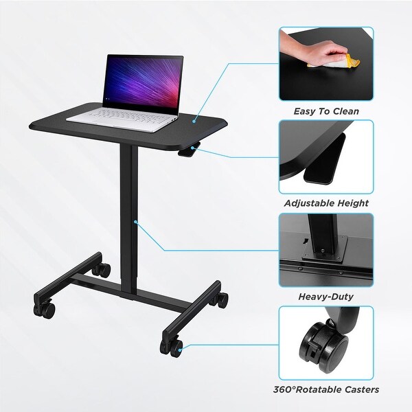 Mobile Table Side Table, Height-Adjustable from 28.5