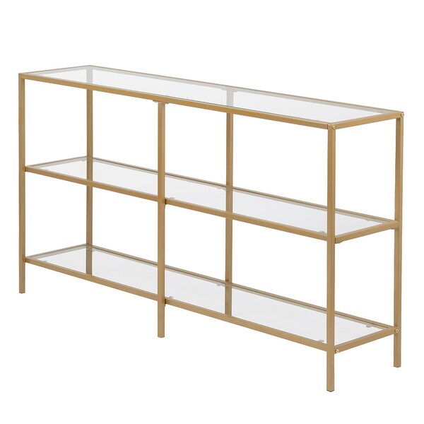 Metal Frame Console Table with Tempered Glass Living Room, Hallway
