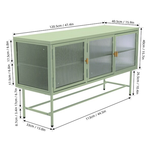 TV Console Table with Enclosed Storage, Wide Countertop Glass Doors, Detachable Shelves
