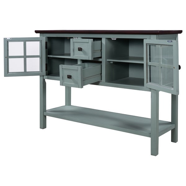 45'' Modern Console Table Sofa Table for Living Room with 2 Drawers, 2 Cabinets and 1 Shelf