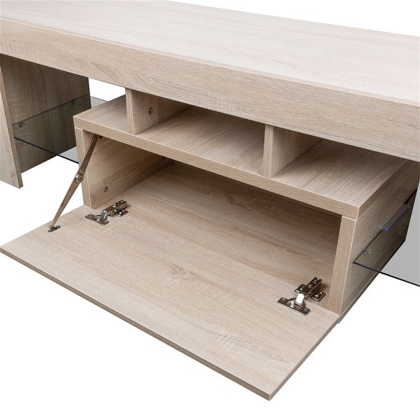 Media Console Table with LED Lights and Storage Cabinet, Up to 60
