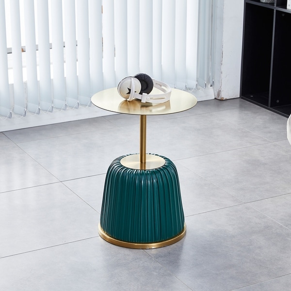 Metal Covered Side Table, Small Sofa Table, Exquisite End Table with Gold Table Top, Living Room Side Table