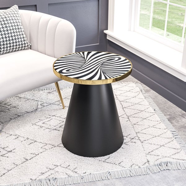 Fission Side Table White, Gold and Black - 18.1