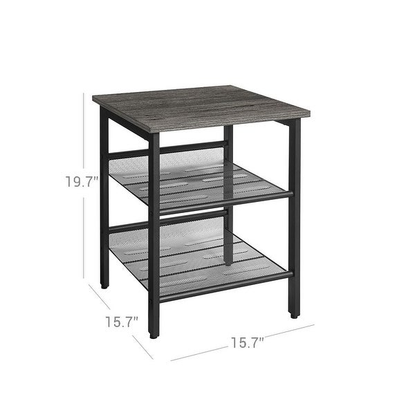 Industrial Nightstand, Set of 2 Side Tables, End Table with Adjustable Mesh Shelves, for Living Room, Bedroom