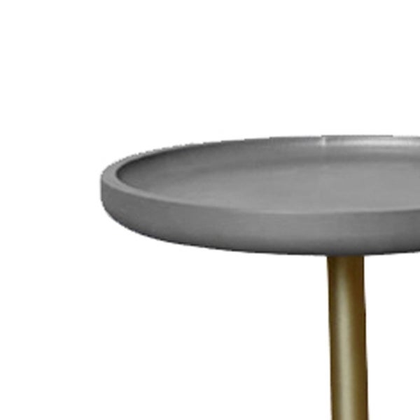 Round Wooden Side Table with Tripod Base, Small, Gold and Gray