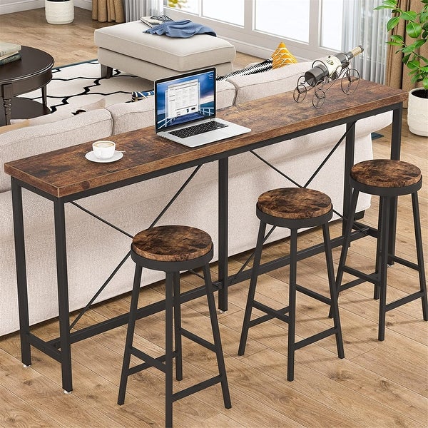 71Inches Extra Long Sofa Console Table, Industrial Narrow Entryway Table