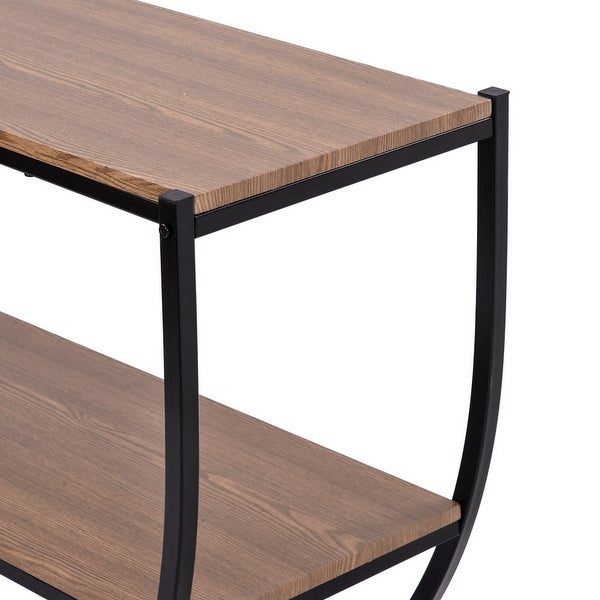 Industrial Sofa Console Table, Metal Demilune Shape Sofa Display Table with Three Shelves, Foyer Table for Hallway, Corridor