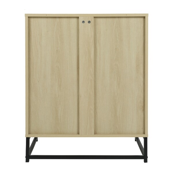 Storage Cabinet with Glass Door, No handle design,Push to open the door,Sideboard Buffet Cabinet for Kitchen,Dining Room