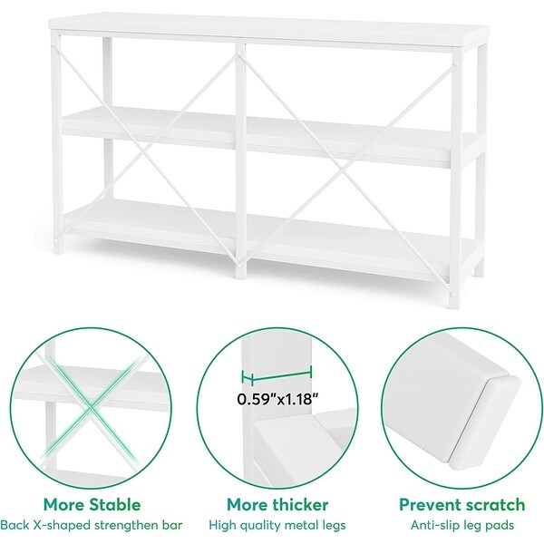 Sofa Table, 3 Tiers Console Table, Narrow Long Sofa Table