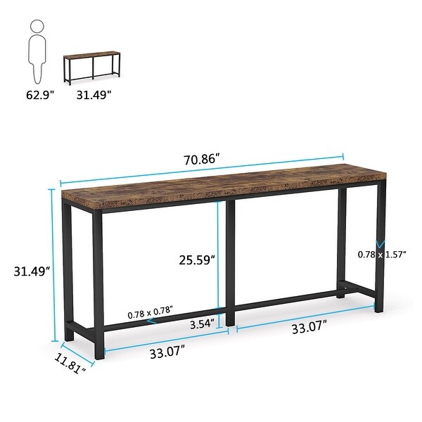 Extra Long Sofa Couch Console Table, 71inch Narrow Entryway Hallway Table