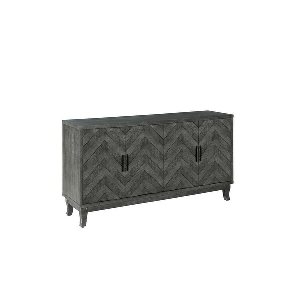 Accent Storage 4 Door Wooden Cabinets,Antique Dark Grey Colour Wood Cabinet Vintage Style Sideboard