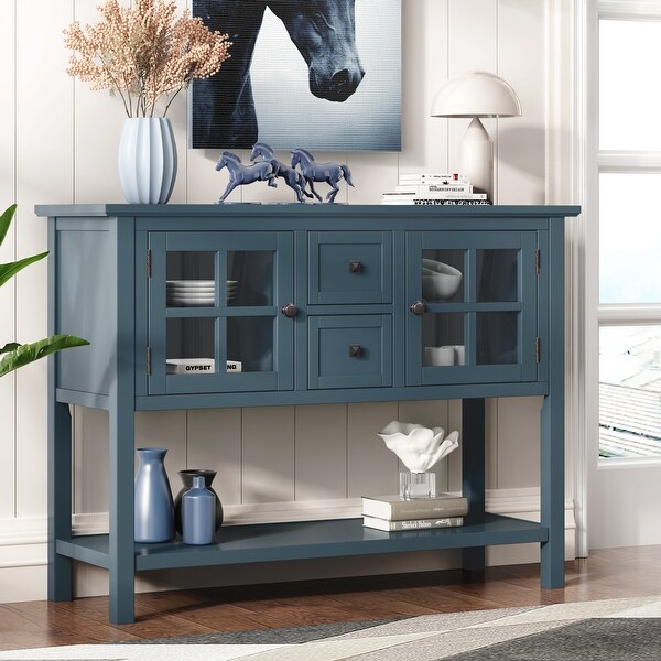 Global Pronex 45'' Modern Console Table Sofa Table for Living Room with 2 Drawers, 2 Cabinets and 1 Shelf