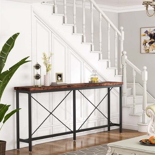 71Inches Extra Long Sofa Console Table, Industrial Narrow Entryway Table