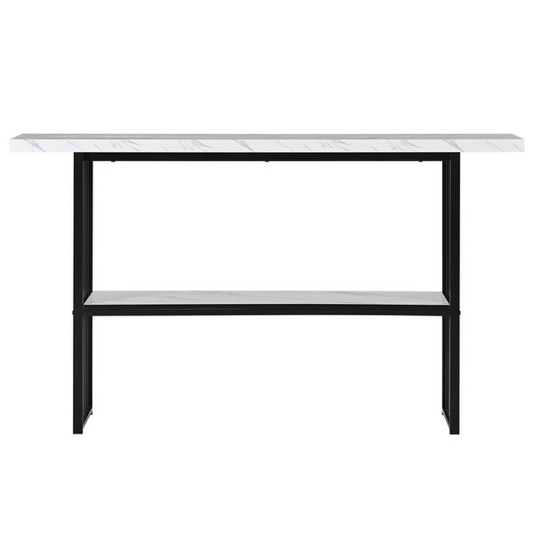 Faux Marble Console Table with 2 Shelves, Extra Long 63