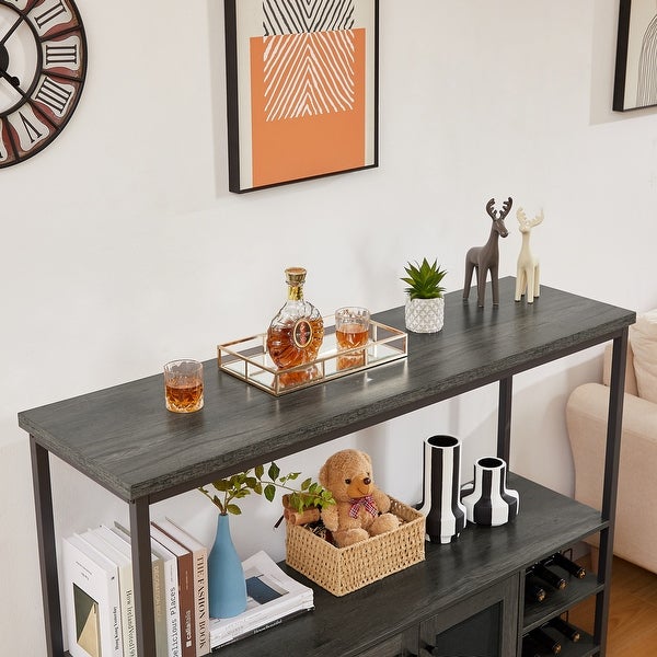 Wine shelf table, modern wine bar cabinet, console table, bar table, TV cabinet, sideboard with storage compartment