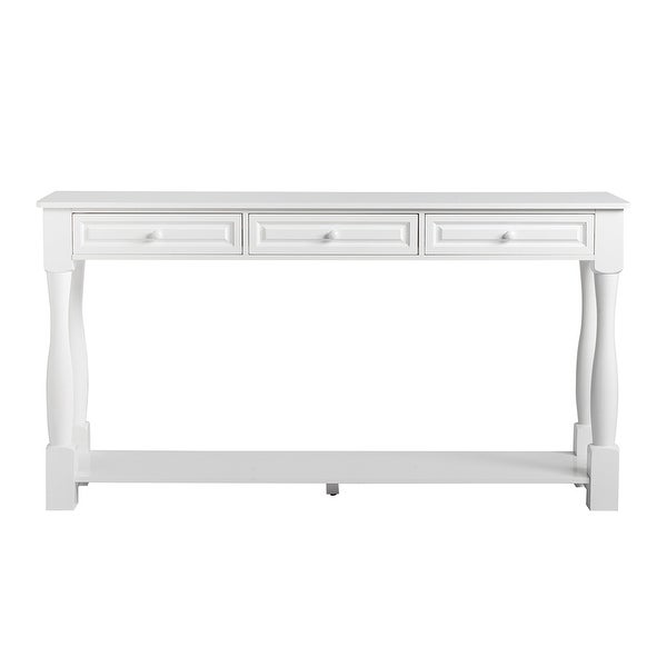 Sofa Table with Storage Drawers and Bottom Shelf, Wood Console Table