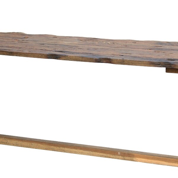 87 Inch Rustic Console Table, Live Edge Wood, Distressed Brown