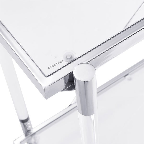 Modern Acrylic Glass Console Table with Storage Shelf Plant Side Table for Hallway, Foyer, Living Room