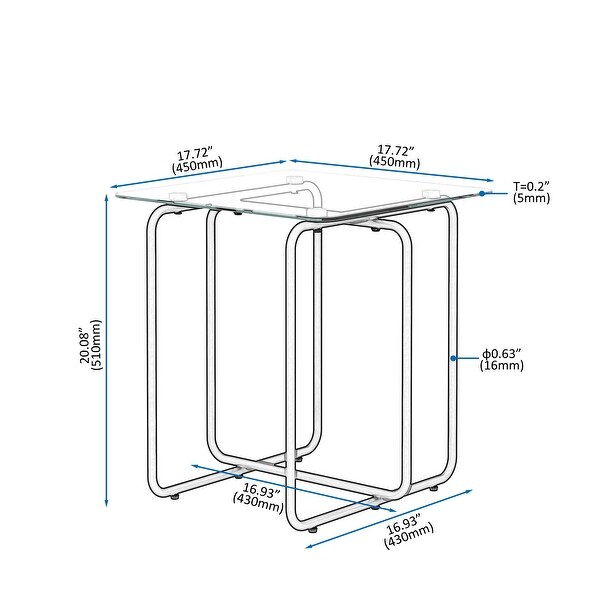 High Quality Glass End Table, Side Table with Metal Base