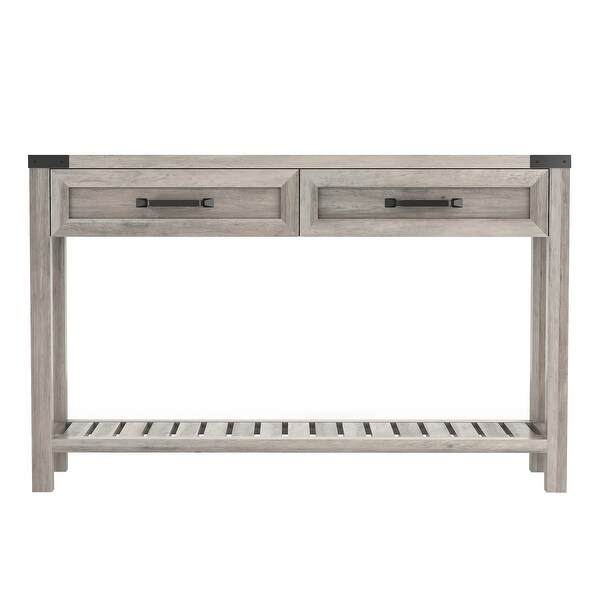 47 Inch Wide Console Table With Drawers And Shelf For Living Room, Entrance / Corridor, Grey Walnut