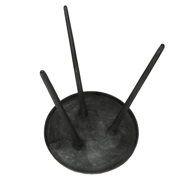 23 Inch Round Modern Minimalist Metal Side Table with Tripod Base, Charcoal Black