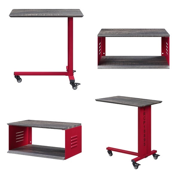 Side Table,Cargo Accent Table Wall Shelf,Red