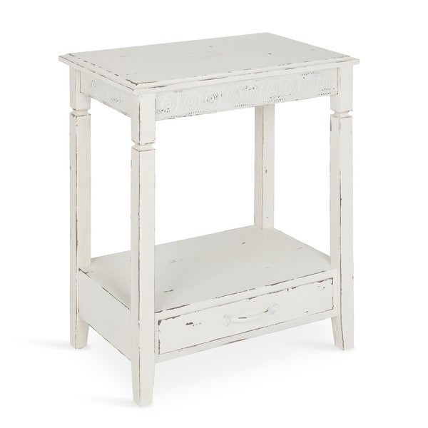 Kate and Laurel Idabelle Wood Side Table with Drawer, White
