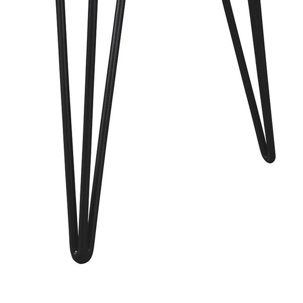 Metal Hairpin Leg Accent Table with Magnesium Oxide Top, Black - 21.38 H x 18.75 W x 18.75 L Inches