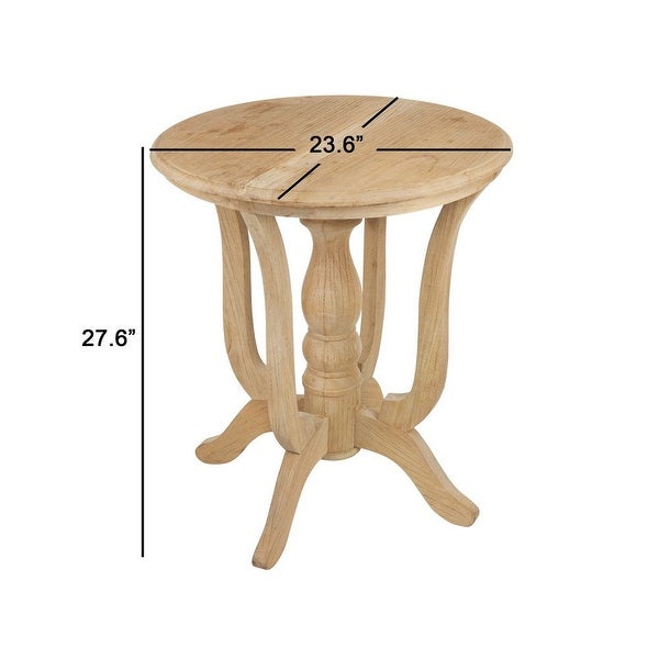 28 Inch Round Side Table, Turned Legs, Classical Style, Wood Grain, Brown - 23.6L x 23.6W x 27.6H, in inches