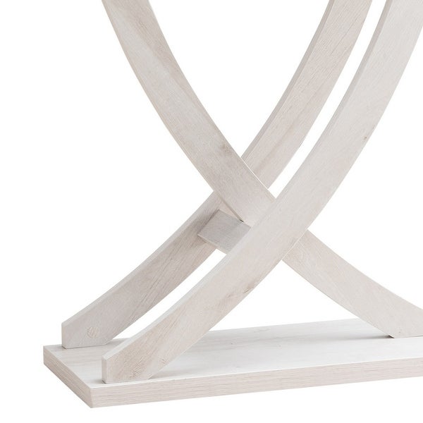 34 Inch Modern Console Sofa Side Table, Artisan Curved Legs, Wood White Oak