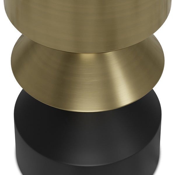 WYNDENHALL Clover Modern 14 inch Wide Metal Side Table in Black/Brass, Fully Assembled - 14